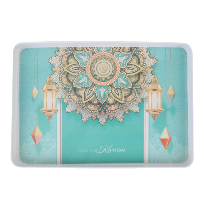 Plateau de service rectangulaire en mélamine réutilisable léger robuste pour collation fruits vert