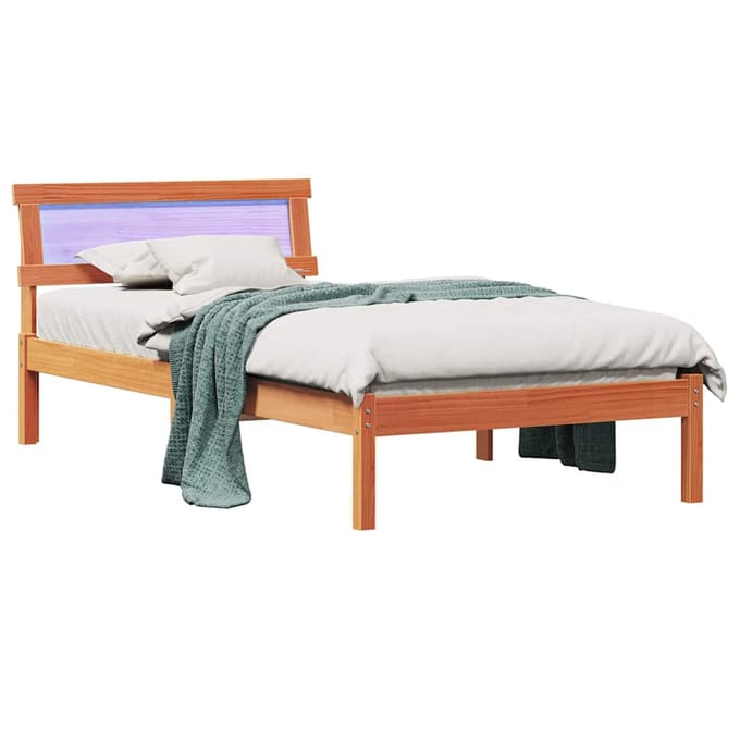 vidaXL - Bedframe - met - hoofdeinde - Wasbruin - 80 - x - 200 - cm - Massief - grenenhout