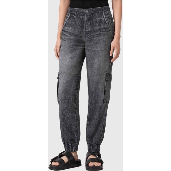 AllSaints Selma Trouser Illusion Black Taglia: 8 | Pantaloni cargo Outlet | Donna | Nero