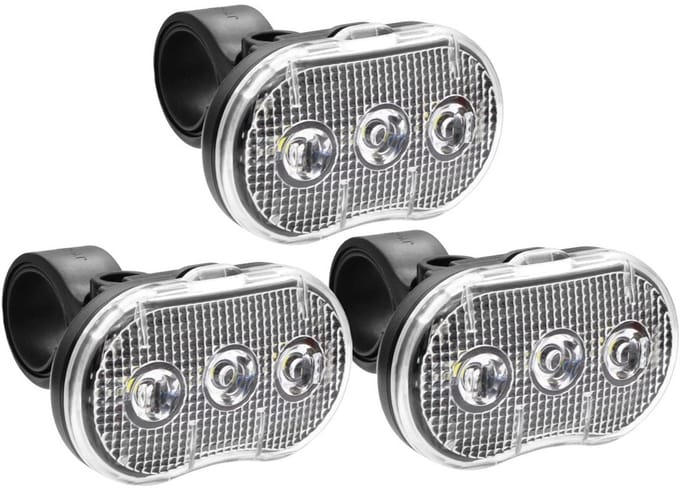 Benson Fietslamp - 3x - LED - wit - waterbestendig - 3 functies - incl. batterijen