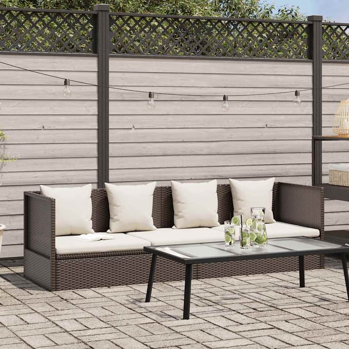 vidaXL - Tuinbed - met - kussens - poly - rattan - bruin