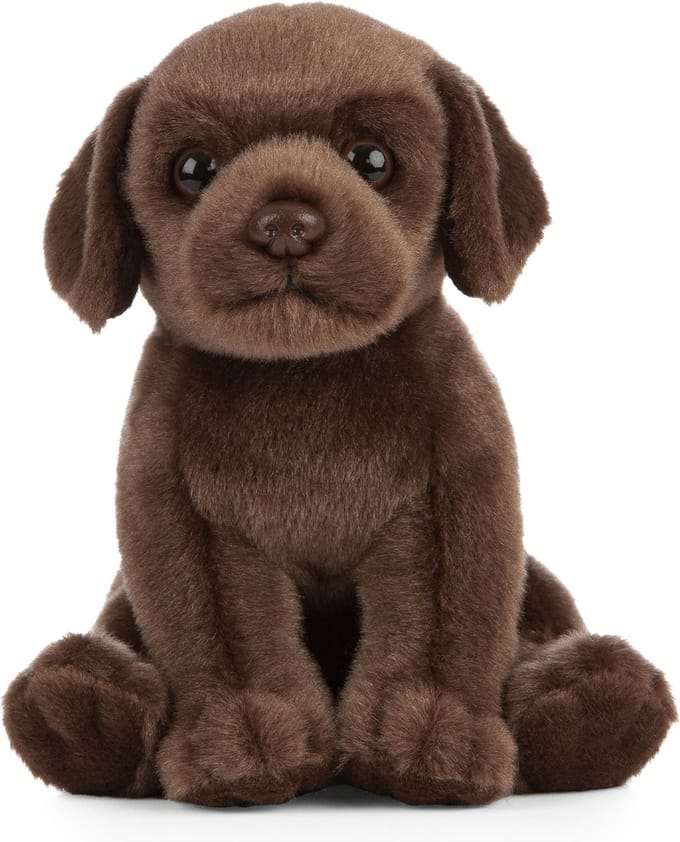 Living Nature -Pluche Labrador - bruin - 16 cm - hond/honden - knuffel - speelgoed