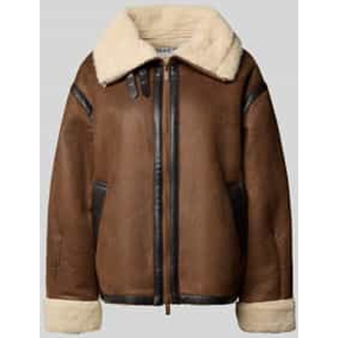Relaxed fit jack met tweewegsritssluiting en imitatiebont