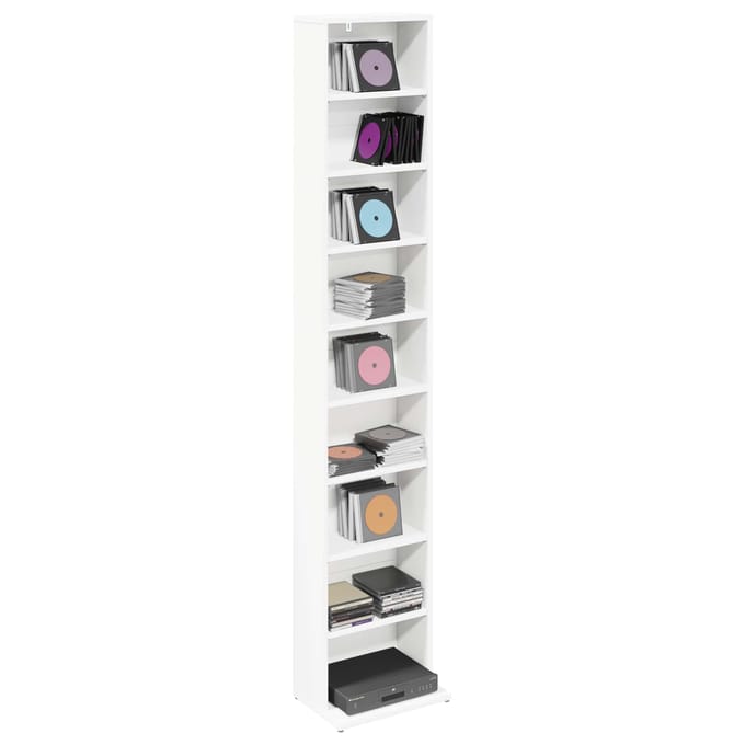 vidaXL - CD - Kast - Wit - 33 - x - 23,5 - x - 175 - cm - Bewerkt - hout
