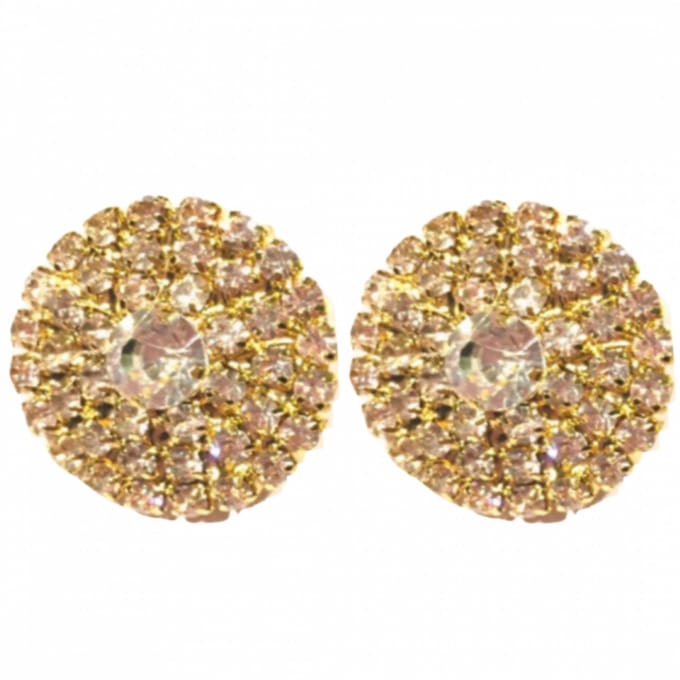 Clip oorbellen -goudkleurig -strass- 2.3 cm-charme bijoux