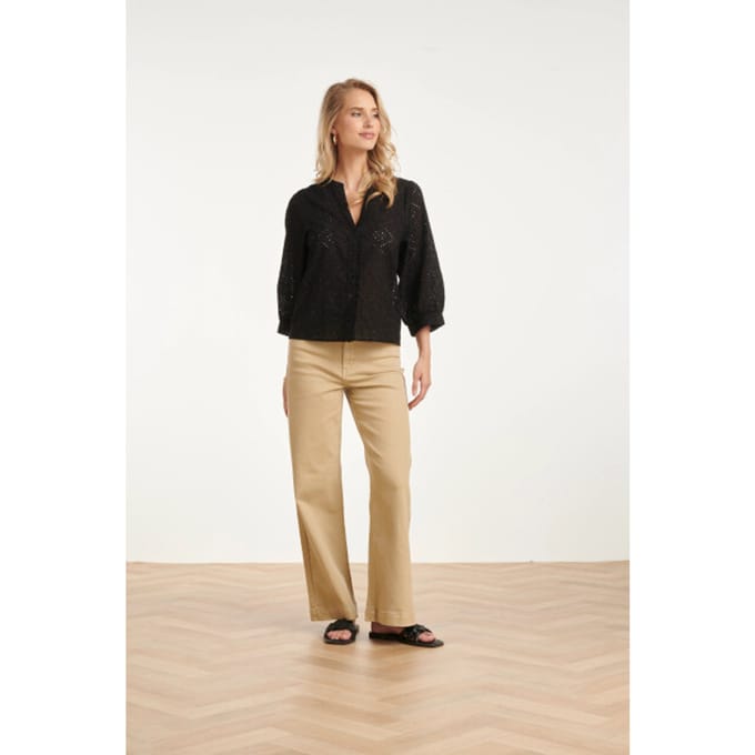 Smashed Lemon Broderie blouse met knoopsluiting en driekwart mouwen |
