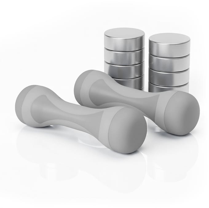 Dumbbells verstelbaar - set van 2 - 1, 1,5, 2 kg - grijs