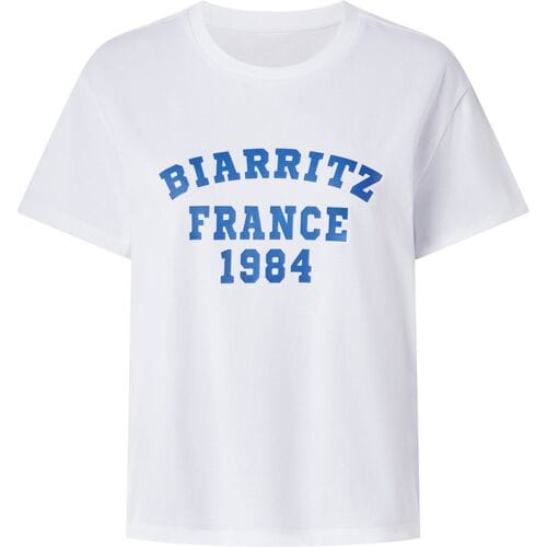 ESMARA Dames T-shirt (Wit/blauw, S (36/38))