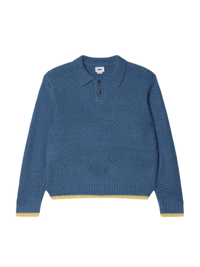 Obey Loreto Polo breitrui wollen trui met kraag - Captains blauw multi