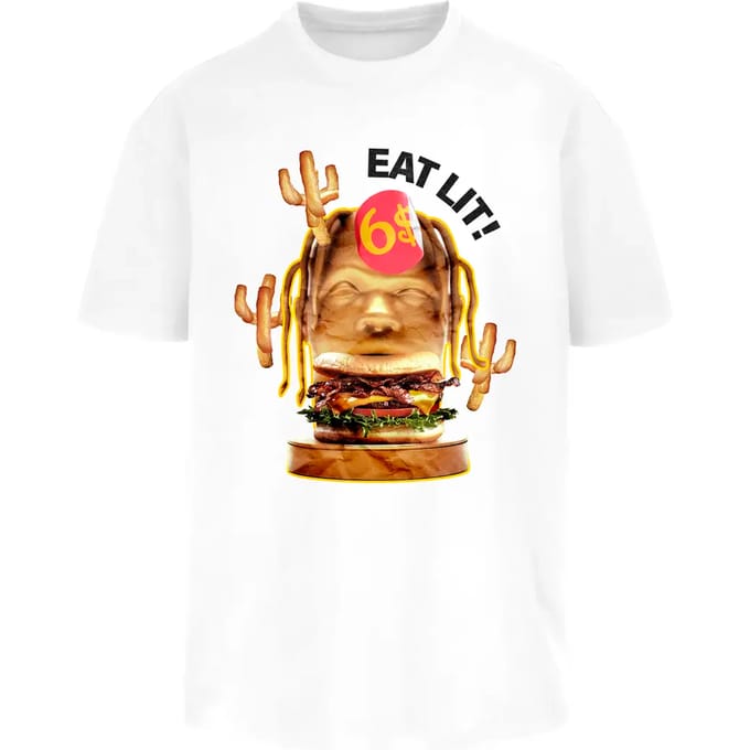 Mister Tee - Eat Lit Oversize Heren T-shirt - XL - Wit