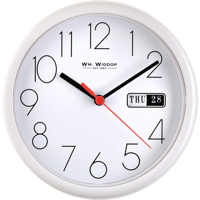 Hometime Dag/Datum Wandklok-Witte Kast/Witte Wijzerplaat 8.5 Rond +B One Size wit