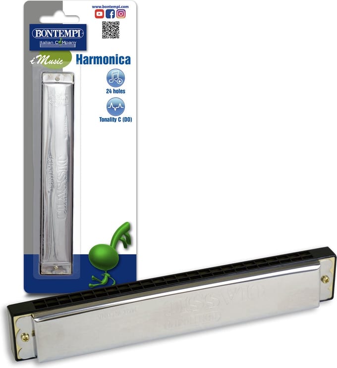 Bontempi metalen harmonica met metalen rieten