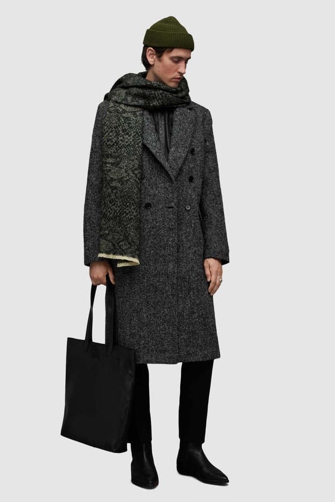 AllSaints Keegan Coat Black/white Taglia: S | Cappotti doppiopetto Outlet | Uomo | Nero