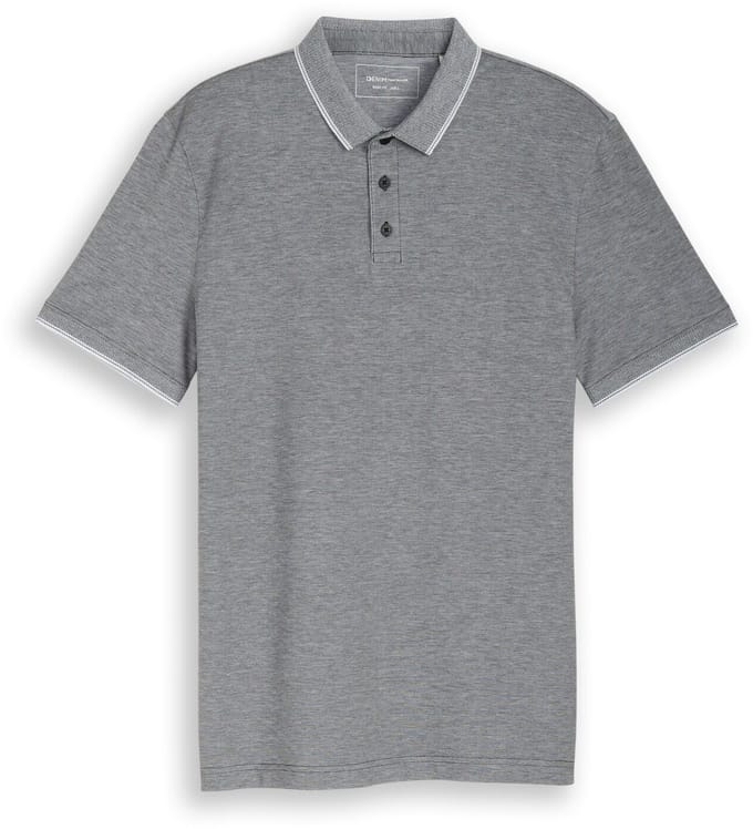 Tom Tailor Denim - Piqué poloshirt van katoen - Maat M - black white two tone
