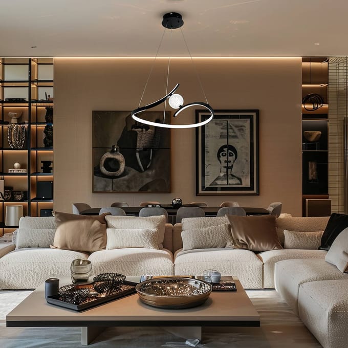 Milagro Lighting LED hanglamp Perla, metaal, acryl, zwart, 4.000 K