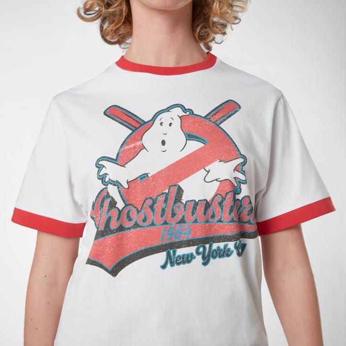 Ghostbusters Baseball Unisex T-Shirt Ringer - Wit/Rood - S