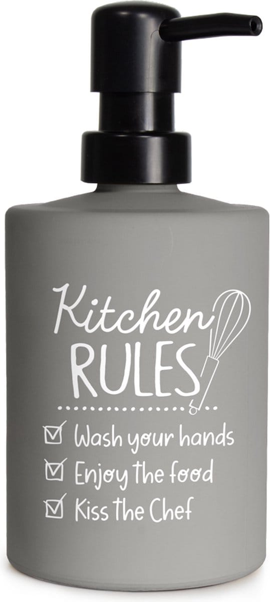 Creaties van hier - zeeppompje kitchen rules met houten hartje - glas