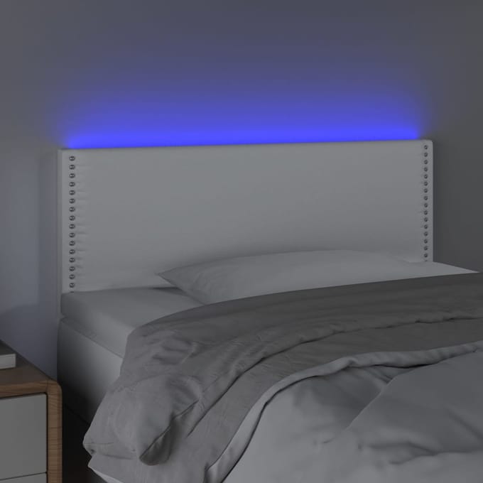 vidaXL - Hoofdbord - LED - 100x5x78/88 - cm - kunstleer - wit