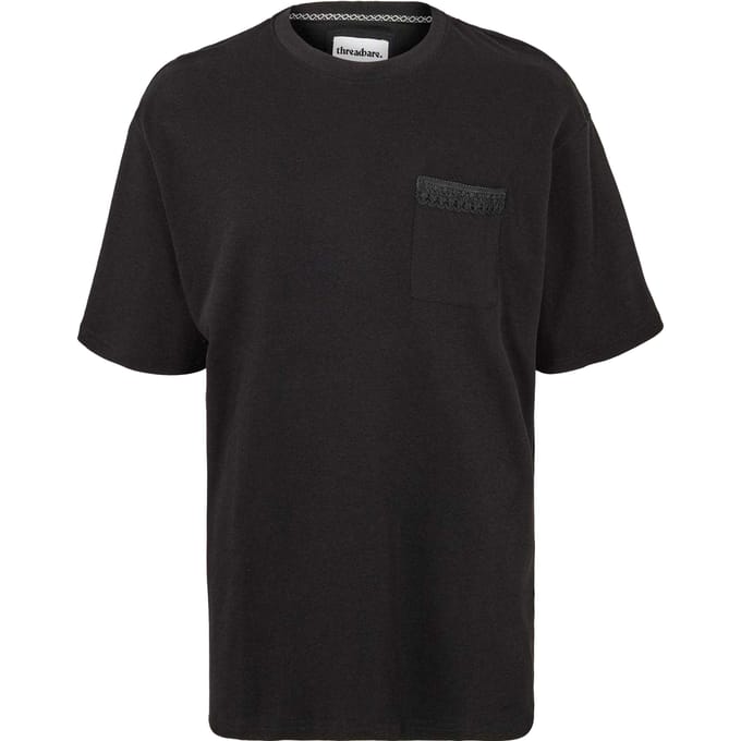 Threadbare Heren Dunedin Textured Knit Regular T-shirt (Zwart)