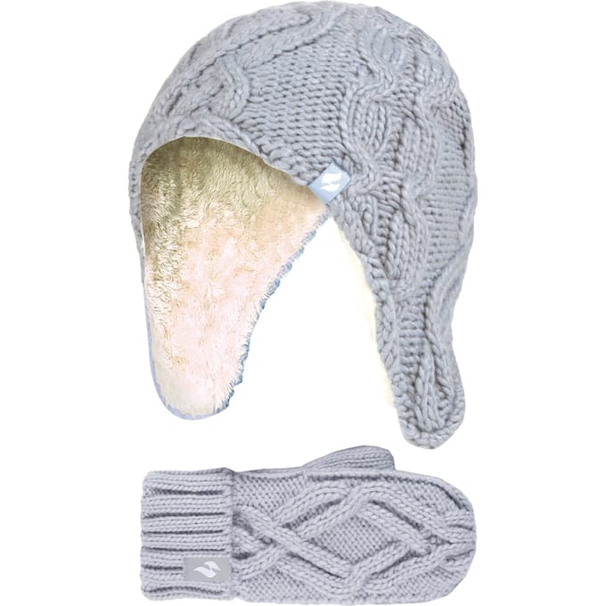 Heat Holders Meisjes Majestueuze Trapper Hat Mitts Set - Vorstgrijs