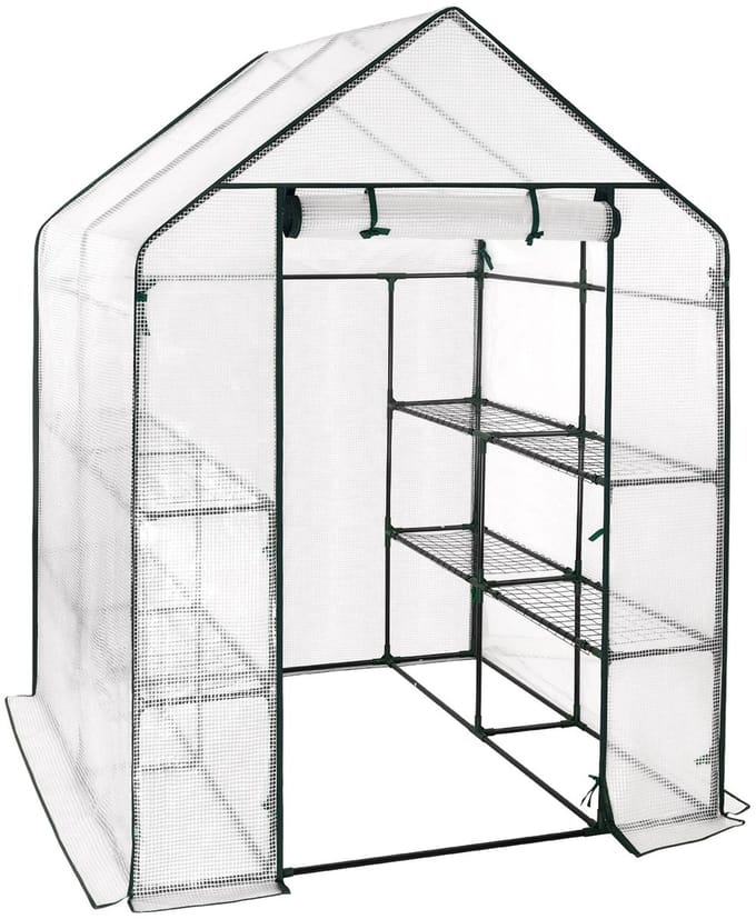 Velmio Kweekkas - Tuinkas - Foliekas - Moestuin - Weerbestendige Plantenkas - Middelgroot - 143x143x195 cm - Wit