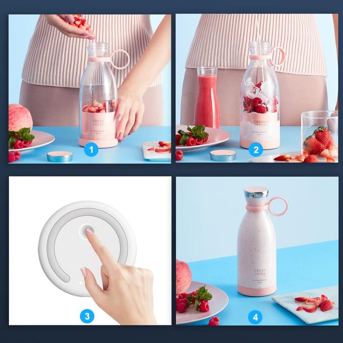 Aoresac Personal Size Blender Op batterijen werkende USB oplaadbare draagbare blender voor shakes en wit