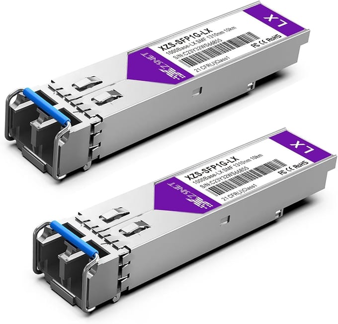 SFP Transceiver Module - Glasvezel Adapter - Netwerk Uitbreiding - Single Mode 10km - 2 stuks - Zilver