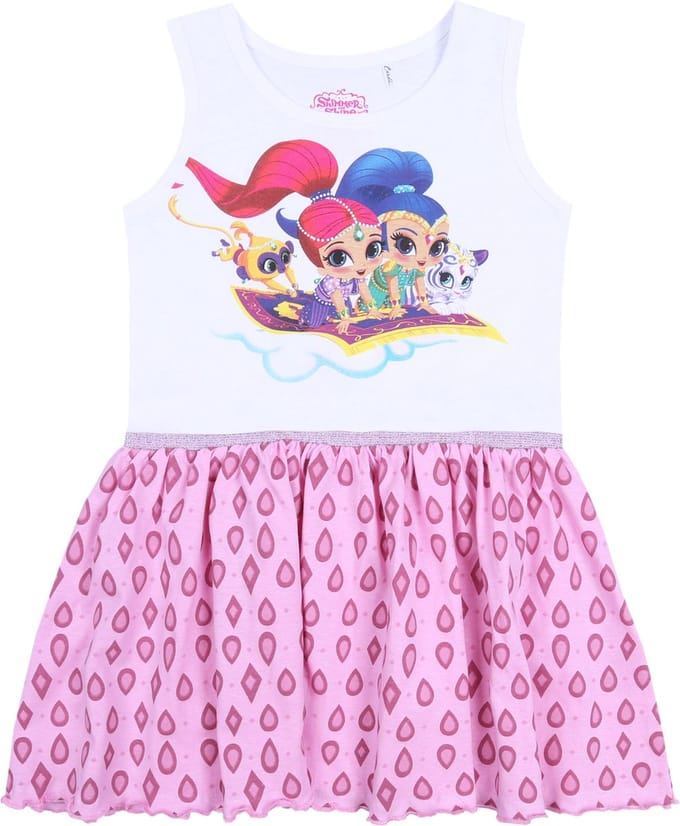 Wit met roze jurk met Shimmer & Shine print