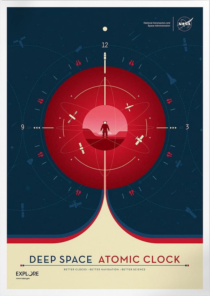 Deep Space Atomic Clock (Red) | Space, Astronomie & Ruimtevaart Poster | A3: 30x40 cm