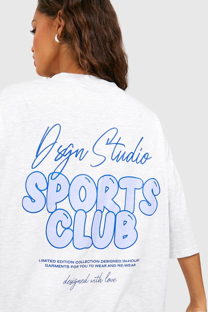 Dames Dsgn Studio Sports Bubble Slogan Oversized T-shirt | Asgrijs | Maat: Medium
