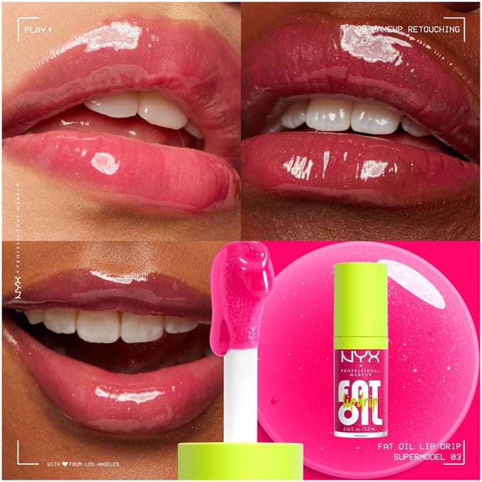 NYX Professional Makeup Fat Oil Lip Drip 12H Hydration Non-Sticky Finish Lip Gloss 4.8ml (Various Shades) - SUPERMODEL