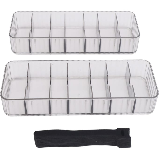2 stuks Kabelmanagementdoos met 20 Kabelbinders Stapelbaar Transparant Stroomkabel Organizer met 7 white