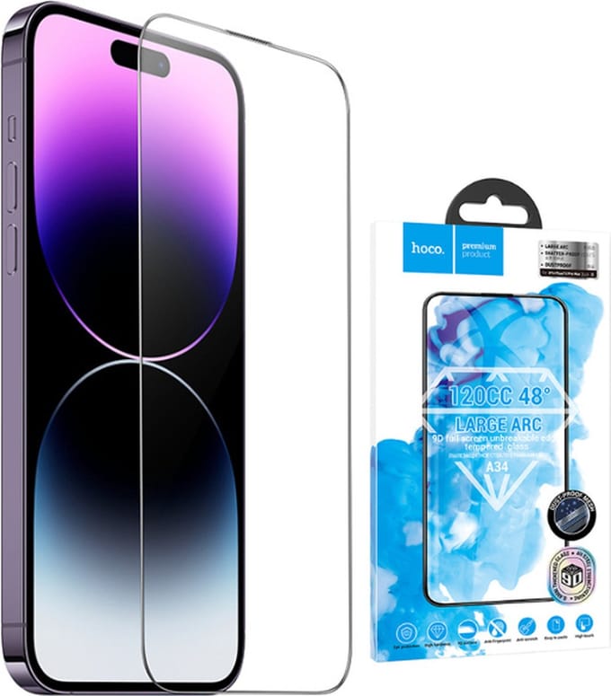 HOCO Screenprotector Geschikt voor iPhone 14 Plus en iPhone 13 Pro Max - met Versterkte randen