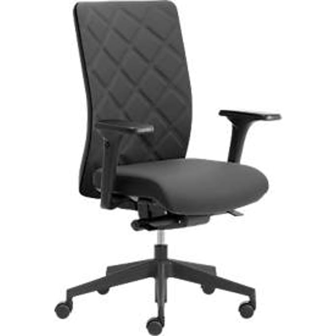Bureaustoel WIKI, met armleuningen, stoffen rugleuning, kunststof frame, zwart
