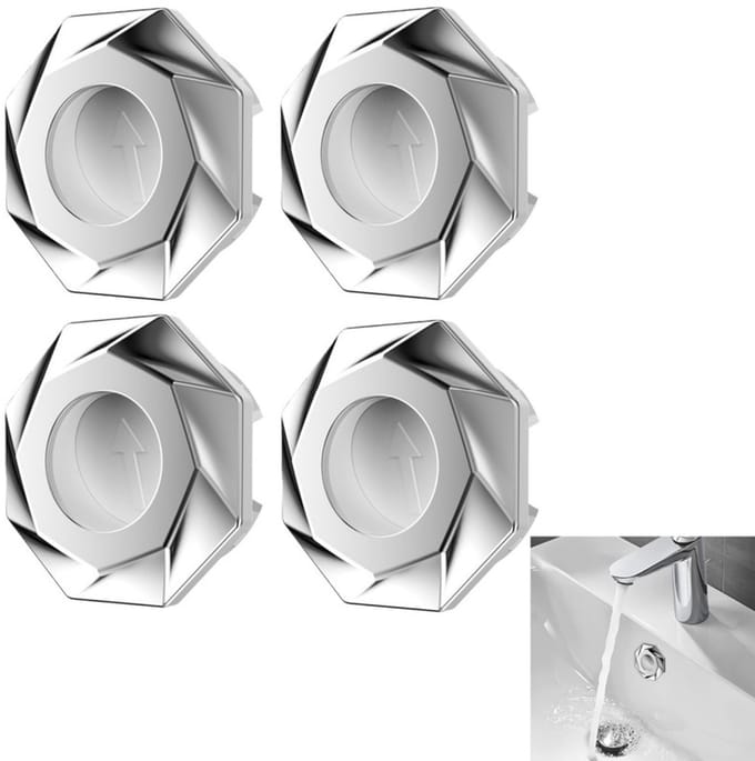 4 stuks - Overloopstop - Wastafel overloopring - Wastafel Overloop Ring-decoratieve overloopstop voor wastafel - Overloopring - ronde overloopafdekking voor gootsteengat - Geurvrij - Zilver- Geschikt voor overloopafvoeren met een diameter van 22-24mm