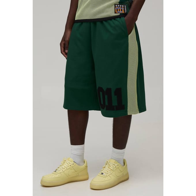 Loopback Netted Panel 011 Jersey Jort | Forest | Size XS