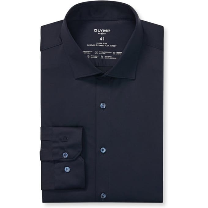 OLYMP No. Six 24/Seven Overhemd, Super Slim, Modern Kent, Marineblauw
