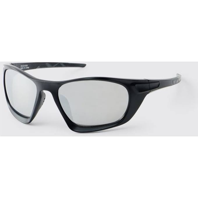 Plastic Zilveren Lens Racer Zonnebril | Black
