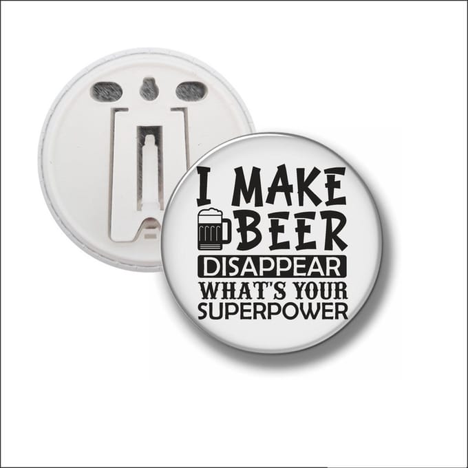 Button Met Clip 58 MM - I Make Beer Disappear