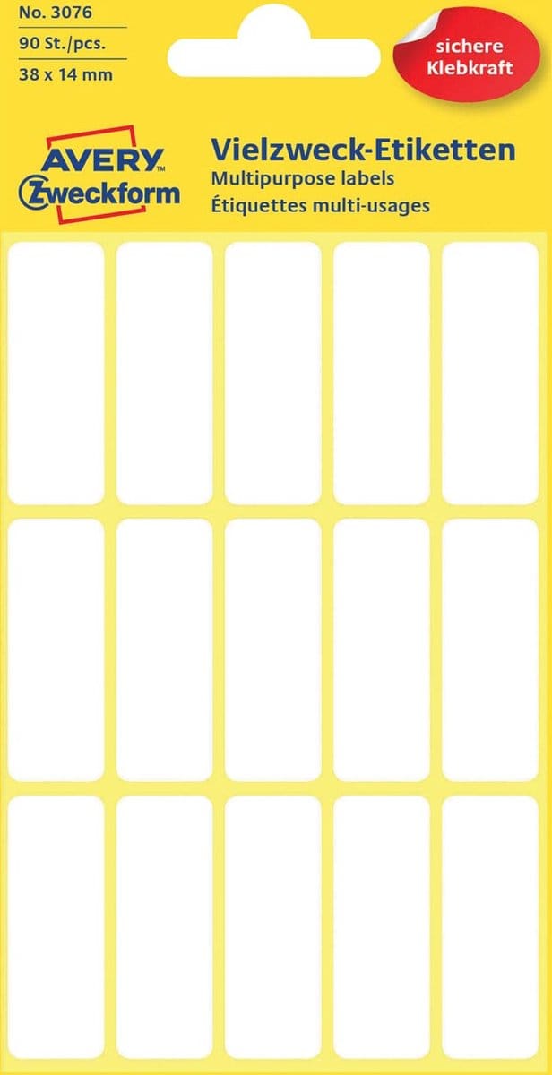 Etiket wit 38x18mm pak a 10 stuks