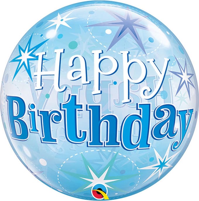 Happy Birthday bubbel ballon blauw