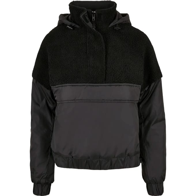 Urban Classics - Sherpa Mix Pullover Jas - S - Zwart
