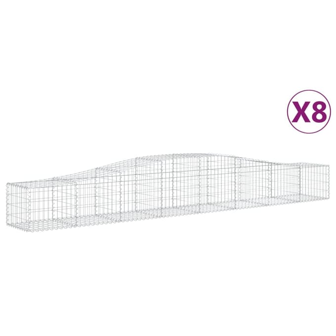 vidaXL - Schanskorven - 8 - st - gewelfd - 400x50x40/60 - cm - gegalvaniseerd - ijzer