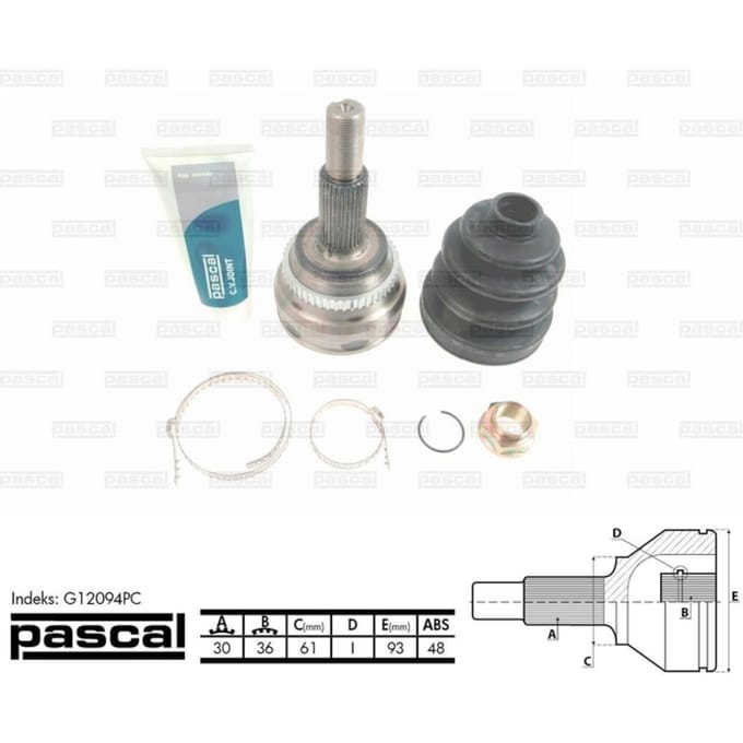Homokineet reparatie set, aandrijfas PASCAL G12094PC