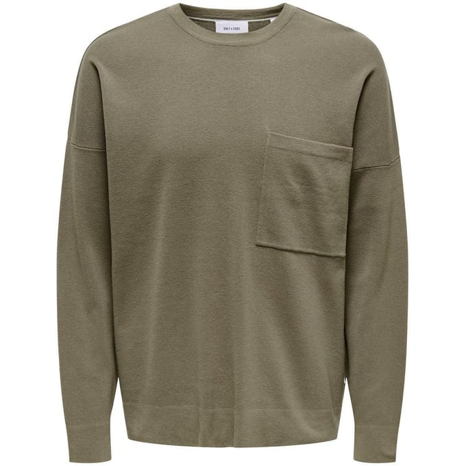 Only Heren Sweatshirt met Ontspannen Hals (Taupe)