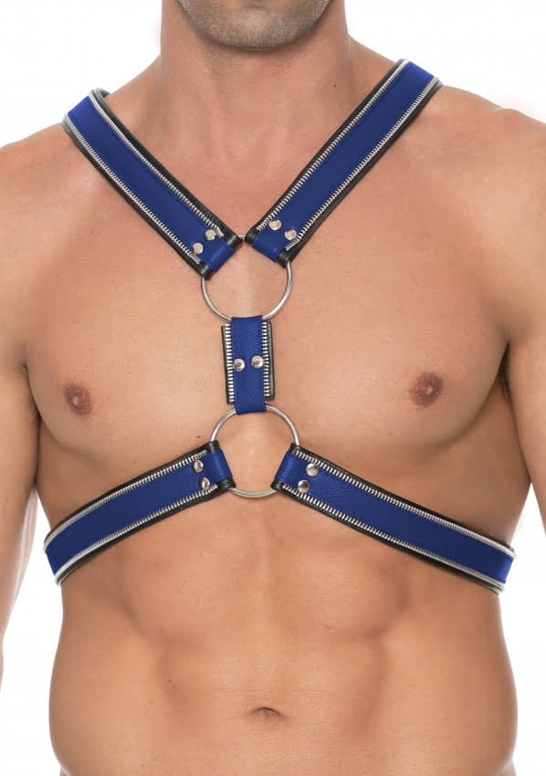 Shots - Ouch! Echt Leren Z Series Schots Harnas - S/M black,blue S/M