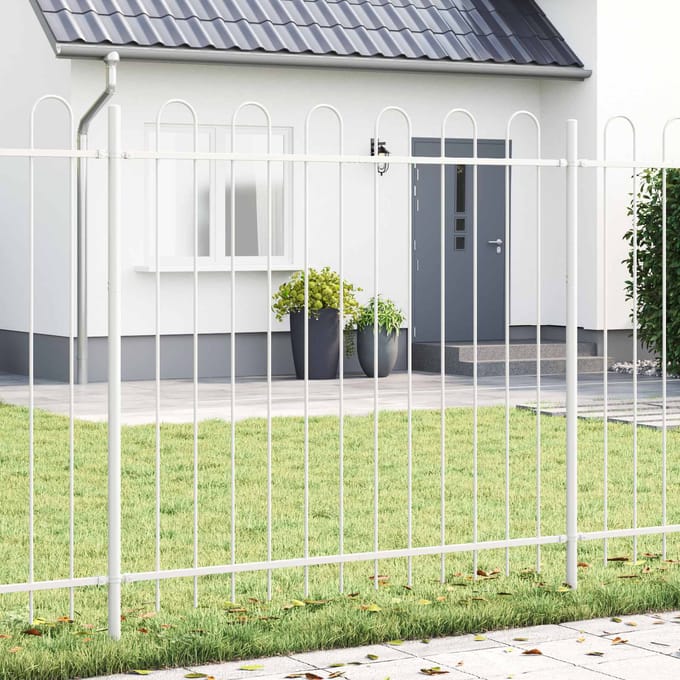 vidaXL - Tuinhek - BOXTEL - 2 - st - 3,4 - x - 1 - m - Poedergecoat - staal - Wit