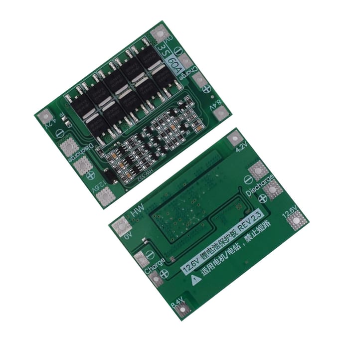 3S 60A Li-ion celbeschermingsbord Verbeterde versie Lithiumbatterijen BMS geïntegreerde schakelingen 3S 60A
