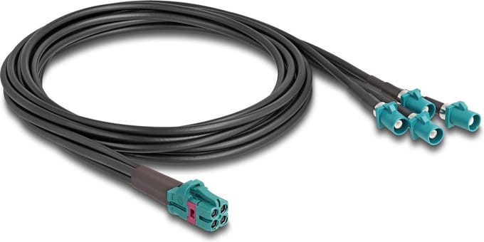 Delock Cable Mini FAKRA Z jack quad to 4 x FAKRA Z plug B-Type
