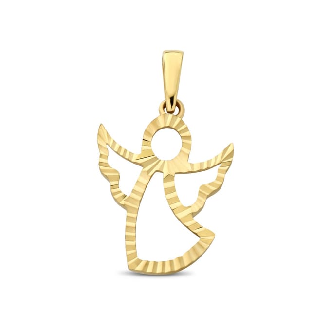New Bling - 9NBG-0918 - 14K geelgouden Hanger – Engel Dia Cut – Dames Hanger